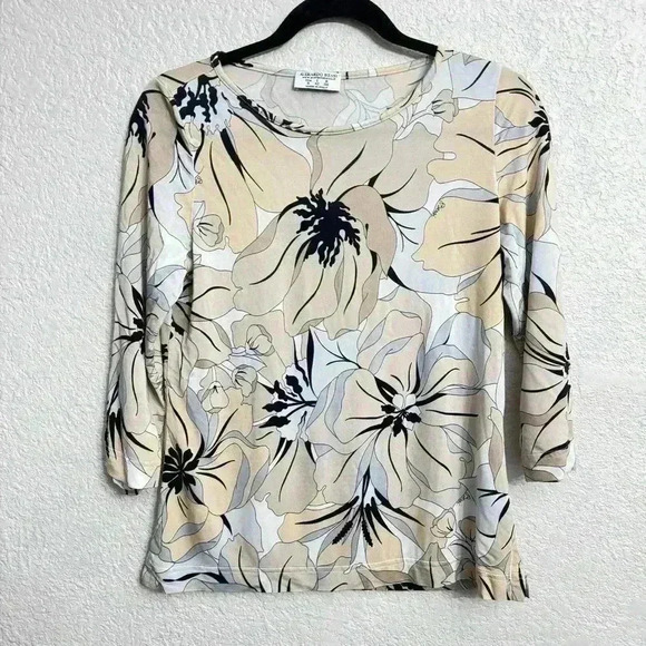 Averardo Bessi Beige/Cream Floral Blouse - Size 8 - Picture 1 of 7